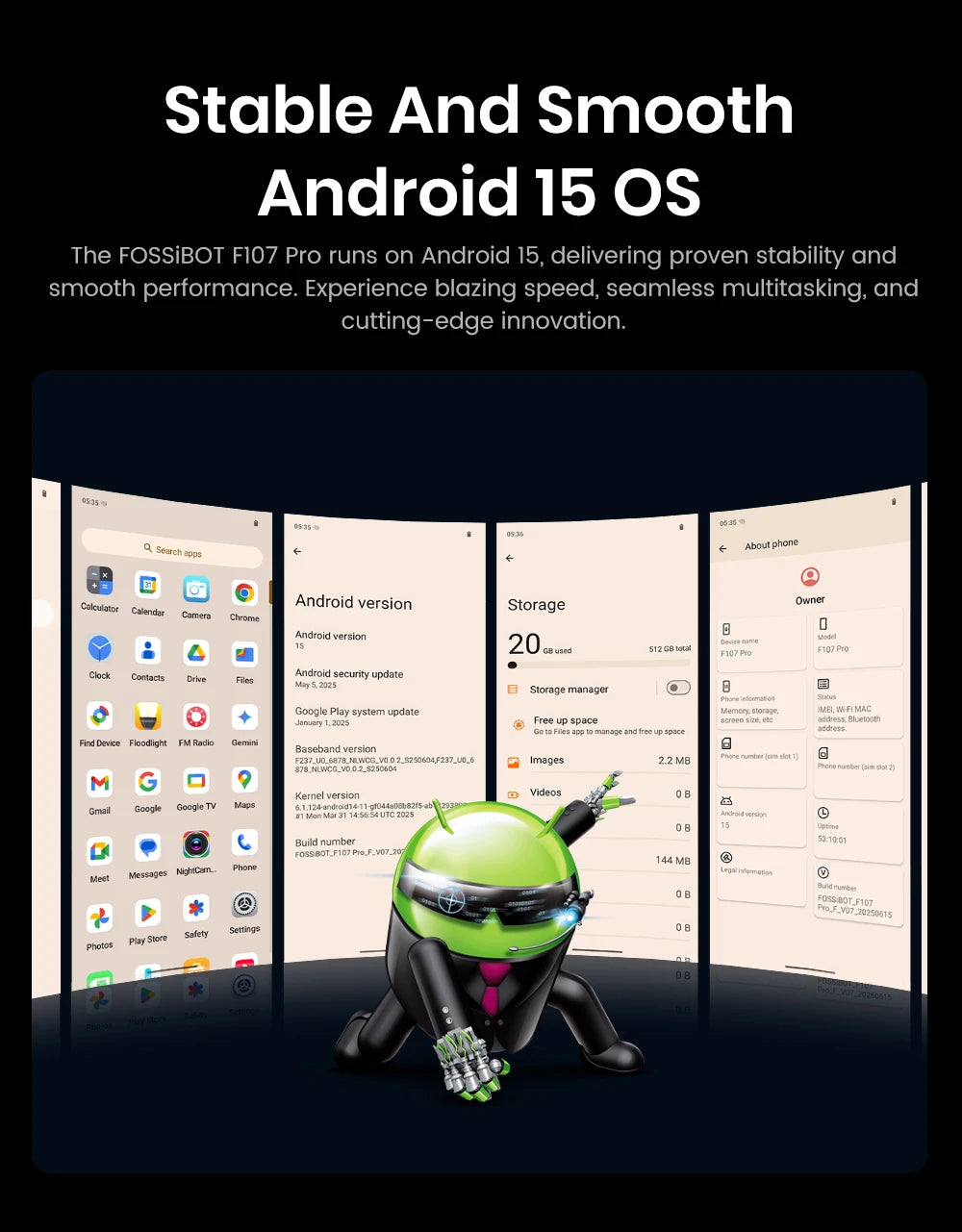 Teléfono móvil resistente Fossibot F107 Pro, 30 (12+18) GB + 512 GB, Android 15, batería de 28000 mAh, carga rápida de 66 W, cámara de 200 MP + 32 MP, 5G, NFC/GPS, doble linterna brillante.