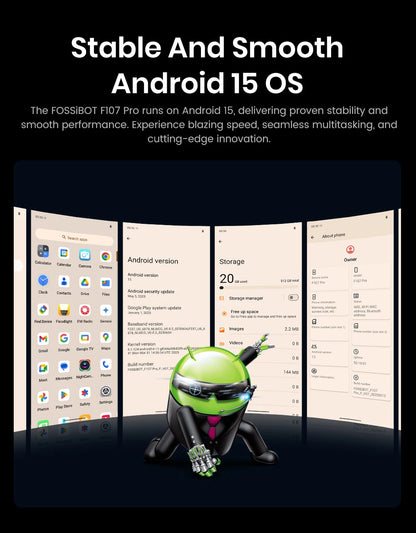 Teléfono móvil resistente Fossibot F107 Pro, 30 (12+18) GB + 512 GB, Android 15, batería de 28000 mAh, carga rápida de 66 W, cámara de 200 MP + 32 MP, 5G, NFC/GPS, doble linterna brillante.
