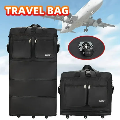 Maleta de viaje con 3 capas expandibles y gran capacidad con ruedas | Portátil para estudiar en el extranjero | Equipaje práctico y plegable