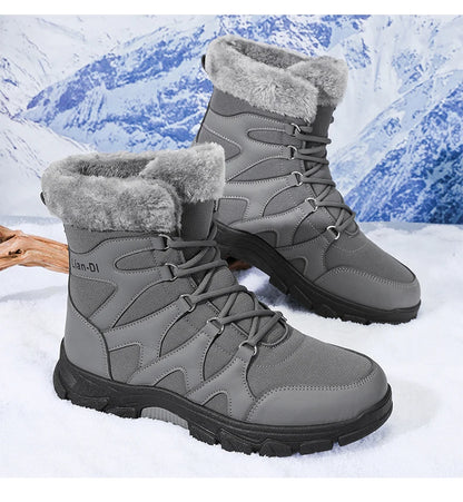 Nuevas botas de invierno para hombre, cálidas y afelpadas, hasta media pantorrilla, para exteriores, antideslizantes, impermeables, para nieve, zapatos de algodón a la moda para hombre.