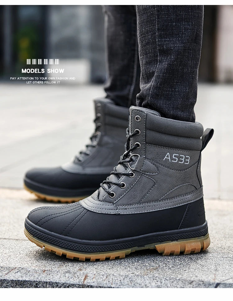 Botas de nieve de invierno para hombre, talla grande 47, para exteriores, para entrenamiento, trabajo, impermeables, antideslizantes, mantienen el calor en invierno.