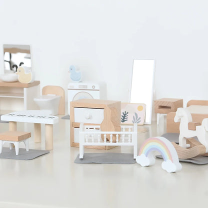 Accesorios en miniatura para casa de muñecas, colección de muebles para el hogar de la familia Forest, juego de ollas de cocina para niños y niñas, regalo