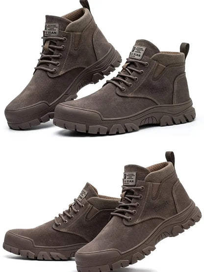 Zapatos de seguridad para hombre, antiperforación, indestructibles, zapatos de trabajo de moda, zapatos de trabajo para exteriores, botas con puntera de acero.