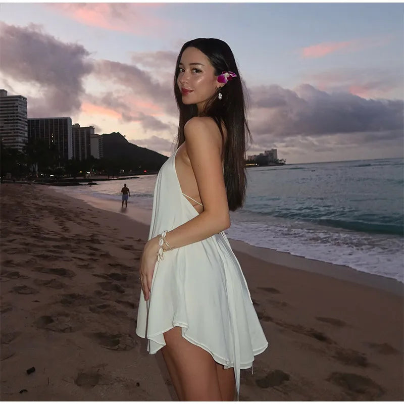 2025 Sexy Party Off Shoulder Dresses Women's Elegant Sleeveless Hollow Out Beach Dress Backless High Street Lady Summer Vestidos