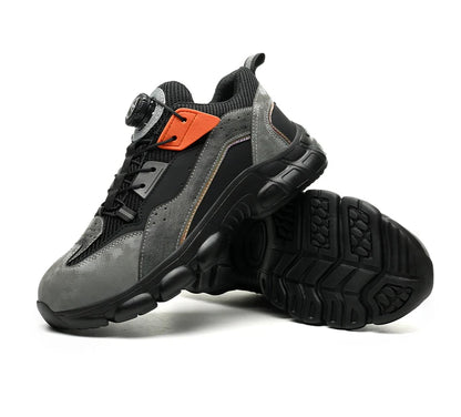 Zapatos de seguridad con botón giratorio para hombre, calzado de trabajo antigolpes y antiperforación, calzado deportivo de moda, botas protectoras de seguridad.