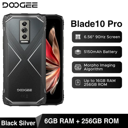 DOOGEE Blade 10 Pro (2024), teléfono móvil resistente con Android 14, 16 GB de almacenamiento + 256 GB (2 TB), pantalla HD+ de 6,56 pulgadas, batería de 5150 mAh.