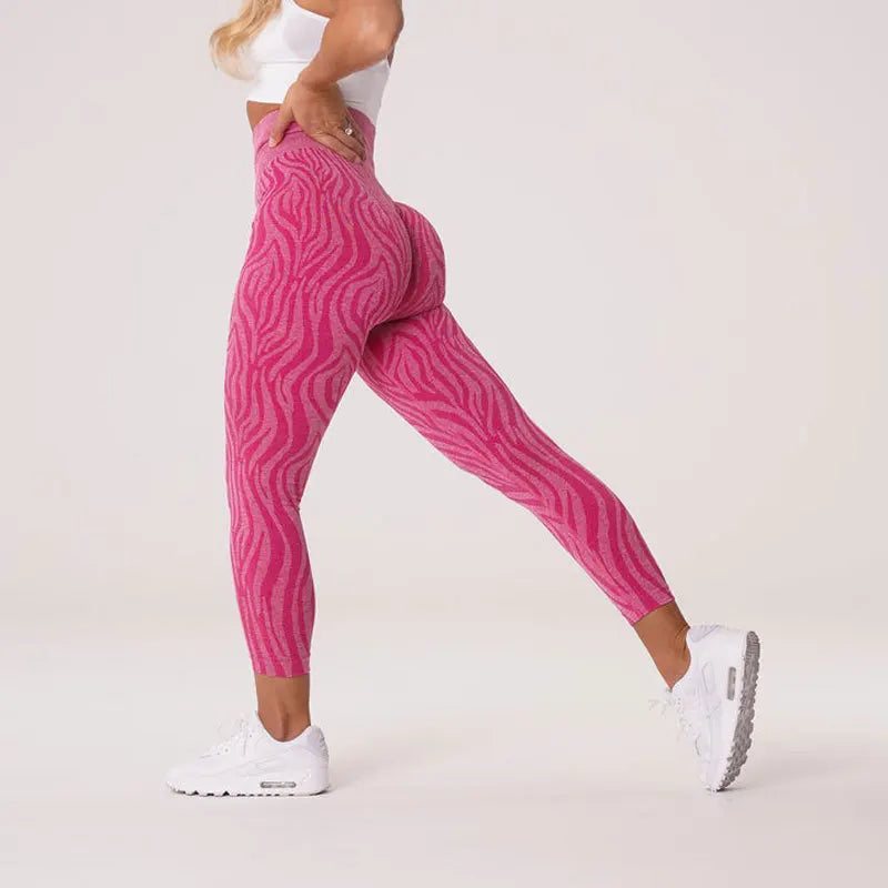 Pantalones de yoga de nueve puntos con estampado de leopardo y copos de nieve, leggings para mujer, pantalones deportivos de cintura sin costuras con estampado animal, ropa de mujer