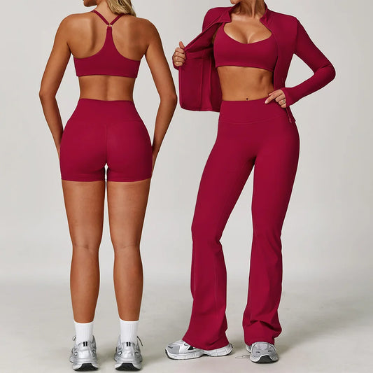 Conjunto deportivo de yoga de 2 o 3 piezas para mujer, chándal para correr, ropa de entrenamiento, sujetador deportivo de manga larga, ropa deportiva para yoga