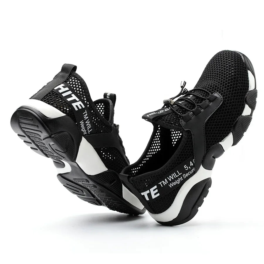 Zapatillas de trabajo para hombre, calzado de seguridad, zapatos de trabajo con puntera de acero para la construcción, botas de seguridad para hombre, zapatos de trabajo antiperforación de Kevlar para verano.