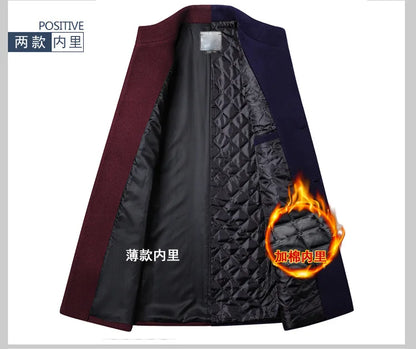 Tallas EUR S-XXL. Abrigo de lana grueso y cálido para hombre, con cuello alto, estilo casual de negocios, corte ajustado. Chaqueta de lana cortavientos para hombre.