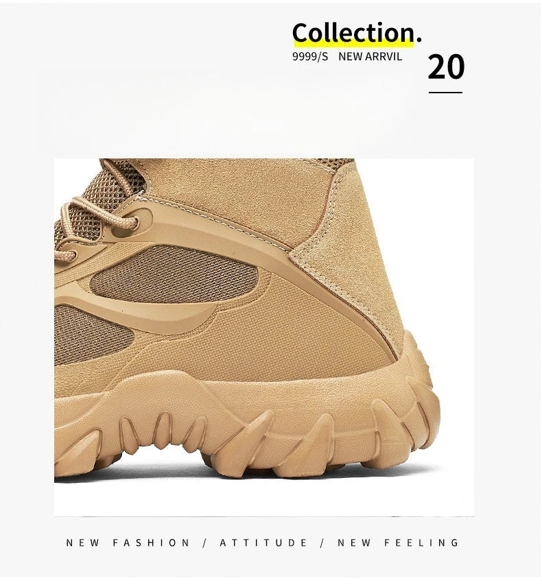 Botas de desierto para hombre, botas tácticas antideslizantes para exteriores, botines de plataforma de alta calidad, resistentes al desgaste, transpirables, ideales para senderismo.