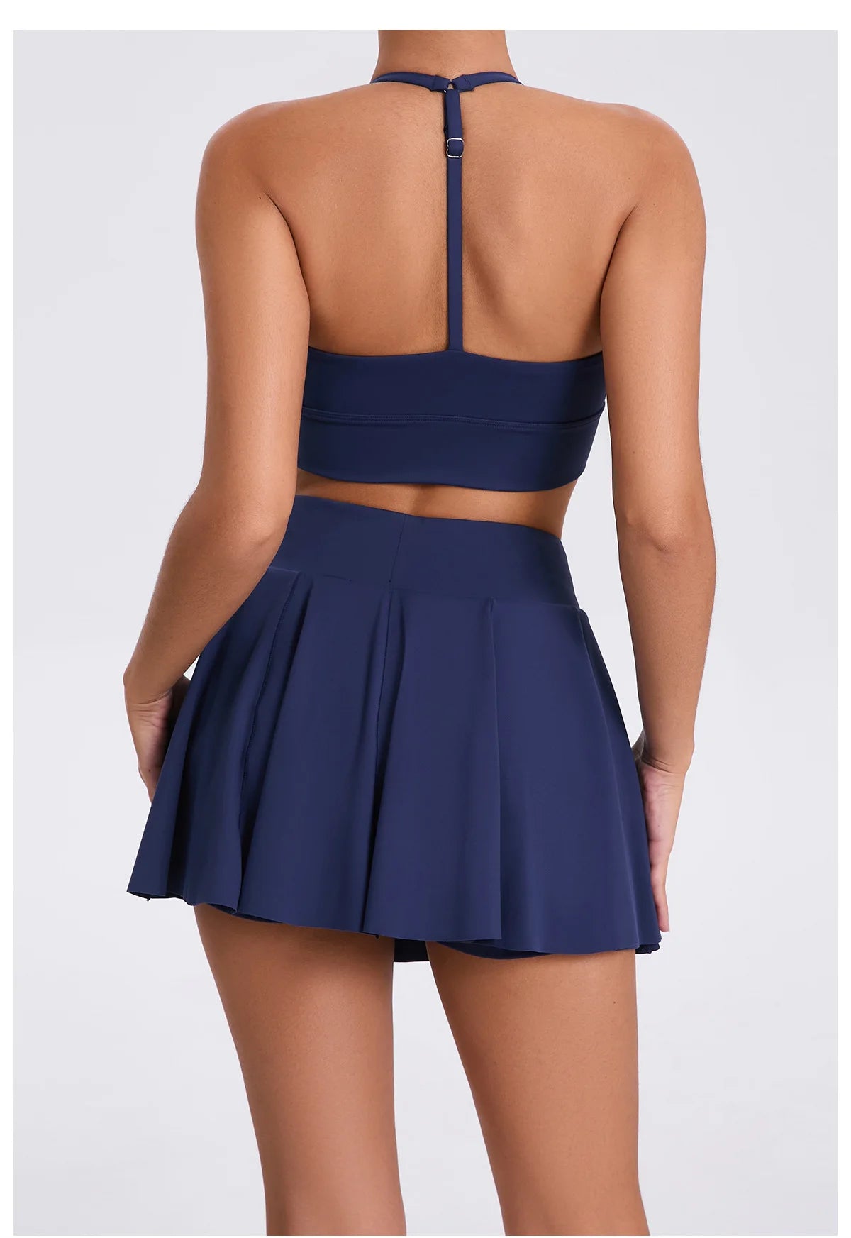 Conjunto de yoga para mujer, sujetador deportivo para exteriores, falda de tenis antiexposición, camiseta sin mangas de yoga transpirable de secado rápido, novedad de 2025