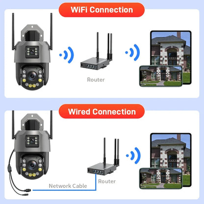 Cámara PTZ de 8 MP con zoom 50x, Wi-Fi, doble lente, 4K, zoom 20x, cámara de vigilancia exterior, visión infrarroja de largo alcance (120 m), compatible con ONVIF.