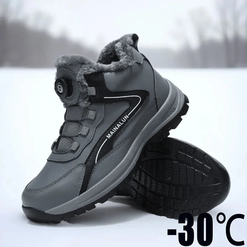 Botas de nieve para hombre, botas de senderismo cálidas y cómodas para invierno, zapatillas deportivas para hombre para exteriores, calzado deportivo impermeable, calzado de senderismo resistente al desgaste