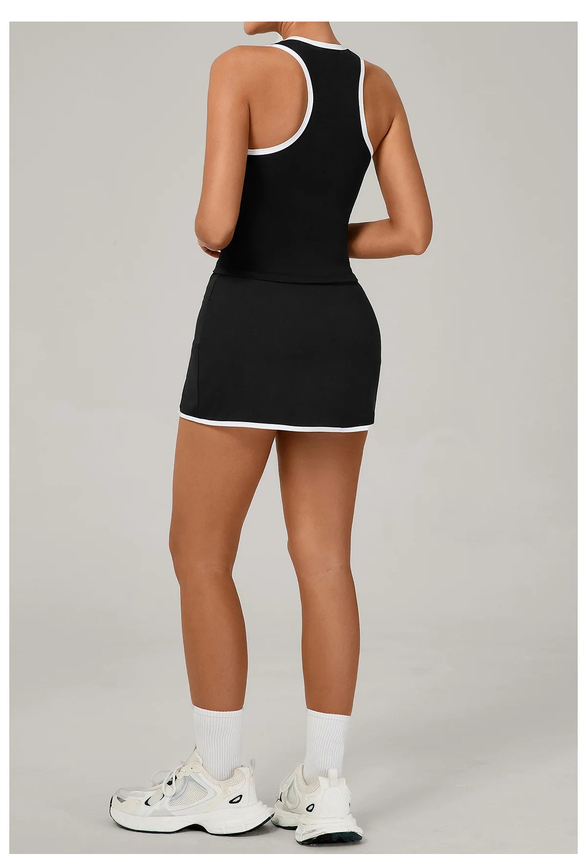 Conjunto de falda de yoga para mujer, conjunto deportivo de tenis, camiseta sin mangas deportiva de secado rápido, ropa de yoga de cintura alta antiexposición, ropa deportiva de fitness para yoga