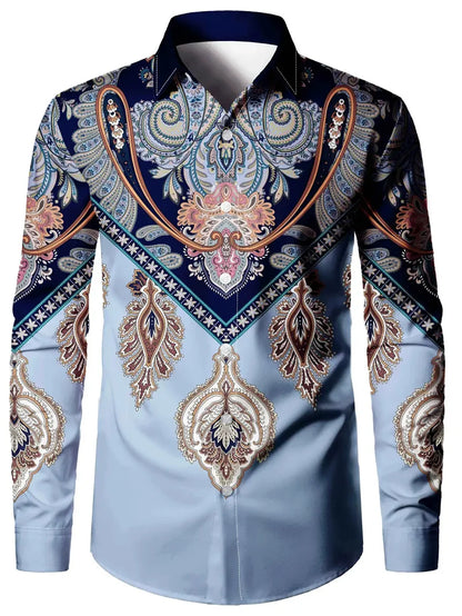 2025 men's formal shirt button up shirt, lapel long sleeved top, streetwear fashion button design