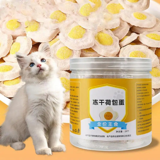 20 piezas de huevos escalfados para mascotas, bocadillos liofilizados, naturales y sin aditivos, alivian el rechinamiento de dientes de las mascotas, engordan nutricionalmente de forma saludable.