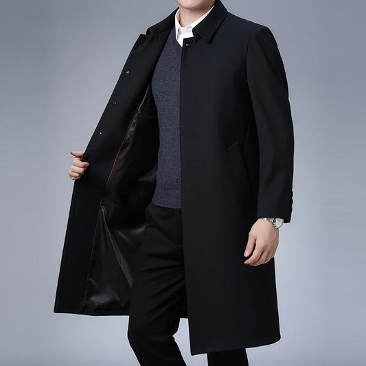 Autumn Winter Men Trench Coat Business Fashio Casual Male Jackets Slim Comfort Warm Windproof Top Trend Streetwear Outerwear New