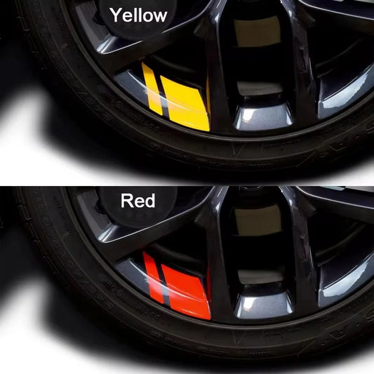 6 pegatinas reflectantes para rueda de coche, adhesivas a presión, accesorios rojos para coche, pegatinas para buje de rueda, envío directo.