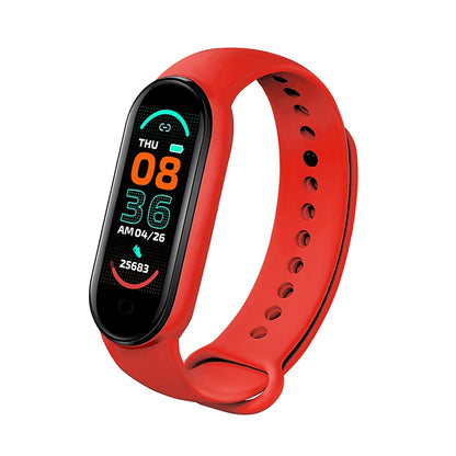 Reloj inteligente M6 para hombre y mujer, pulsera deportiva con control del ritmo cardíaco y de la presión arterial, resistente al agua y multifunción.