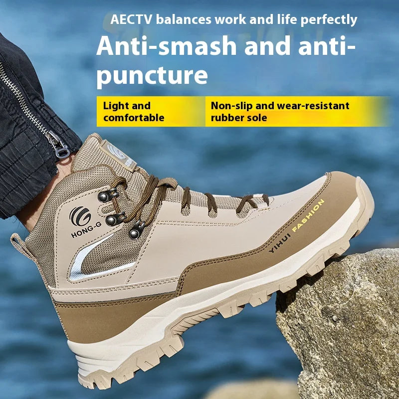 Botas de seguridad para hombre con puntera de acero, antigolpes y resistentes a perforaciones, de calidad europea.