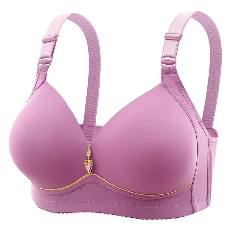 Sujetador sin aros de acero para mamá, transpirable, fruncido, para mujer, no magnético, copa fina, brillante, para mujeres obesas.