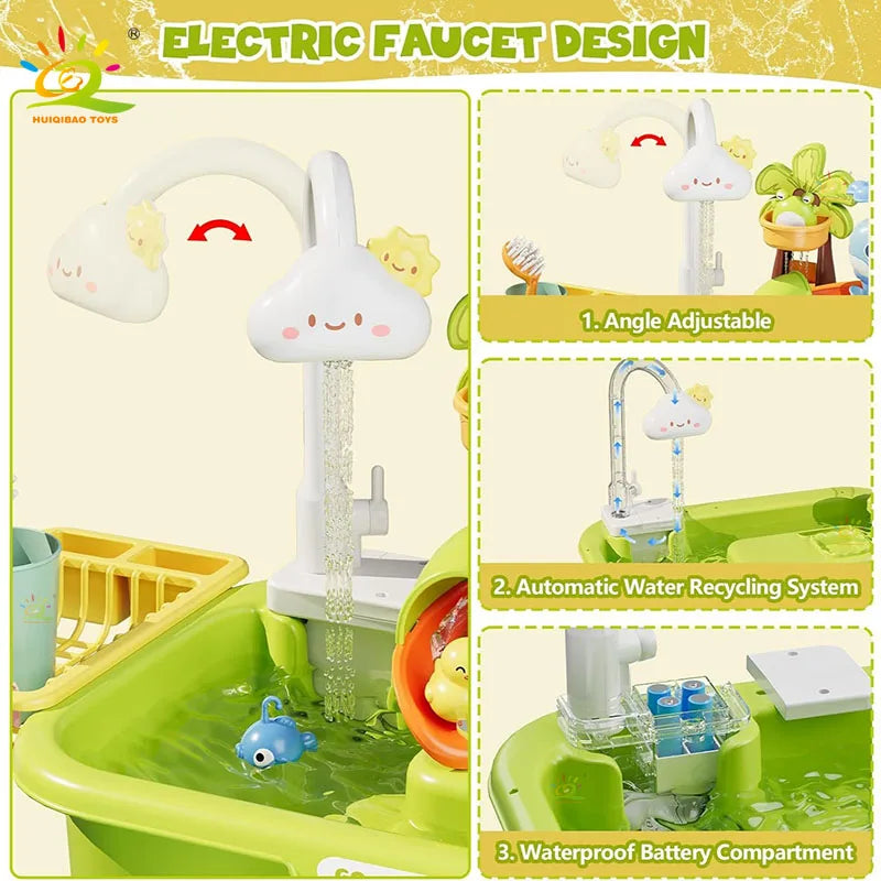 Juguetes de cocina para niños, eléctricos, divertidos, para jugar con agua, lavar platos, pescar, juegos de rol para el hogar, juguetes educativos para bebés.
