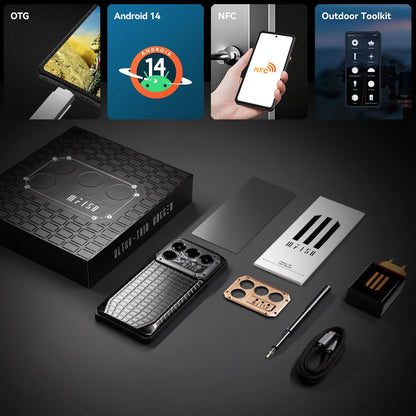 Smartphone resistente IIIF150 Raptor 5G con Android 14, pantalla AMOLED de 6,78" y 120 Hz, 16 GB de RAM + 512 GB de almacenamiento, cámara de 50 MP, batería de 10000 mAh y 65 W.