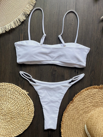 Bikini de diamantes 2025, bañador sexy para mujer, bikini bandeau con efecto push up, bañador femenino brillante, traje de baño floral, ropa de playa