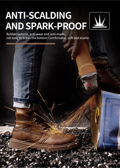Botas de seguridad de trabajo para hombre, con puntera de acero de tamaño completo, a la moda, antirotura, zapatillas de trabajo, zapatos de seguridad indestructibles para hombre.