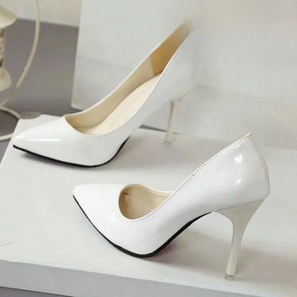 Zapatos de tacón alto brillantes para mujer, sin cordones, con punta puntiaguda y tacón fino, estilo hada, primavera y verano, nueva versión coreana.