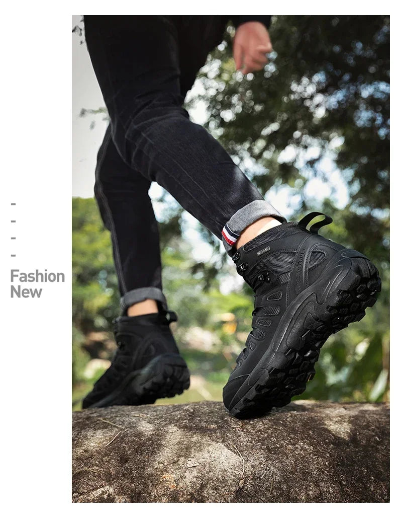 Botas tácticas impermeables de caña alta para hombre, ideales para senderismo, talla grande 47. Zapatillas deportivas para exteriores, botas de senderismo antideslizantes, botas de moto para hombre.