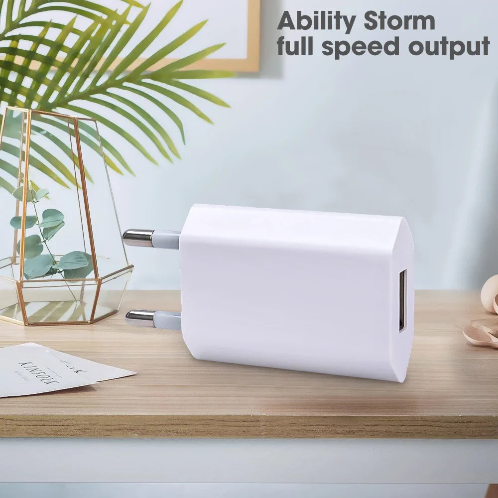 Cargador de teléfono de pared mini universal de 5 V y 1 A con enchufe europeo USB para iPhone, Samsung, Xiaomi, Redmi, Google y Huawei, adaptador de corriente, 1-5 unidades