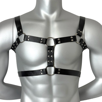 Ropa fetichista para hombres, cinturón de pecho de cuero sintético, arnés ajustable, BDSM, gótico, punk, accesorios eróticos, lencería bondage.