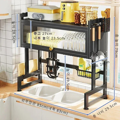 Estante para fregadero de puerta de gabinete, estante para canaletas, estante para fregaderos, almacenamiento para cocina, hogar, escurreplatos, estantes de almacenamiento a prueba de humedad para cocina