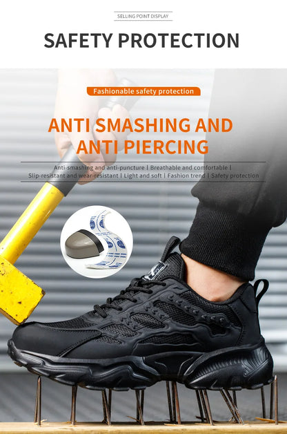 Zapatos de seguridad para hombre, ligeros, protectores, zapatillas de trabajo, calzado ligero y transpirable, zapatos de trabajo antiperforación.