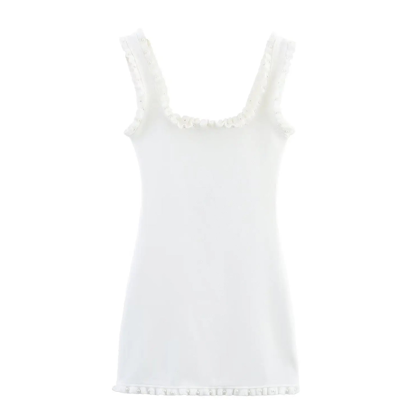 Vestido de verano sexy y ajustado para mujer HH, 2 colores lisos, cuello cuadrado, sin mangas, espalda descubierta, decoración floral.