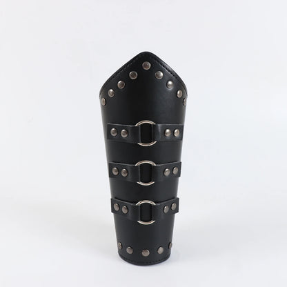 Armadura medieval de cuero sintético para hombre, calentadores de brazos con cordones, guantelete de caballero pirata vikingo, brazalete, accesorios steampunk