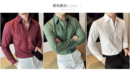 Camisa de hombre de color liso de alta calidad, 55 % algodón y 45 % lino, transpirable y con absorción de sudor, de manga larga. Tallas M-4XL.