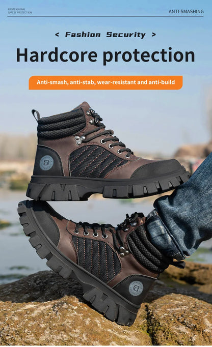 Zapatos de seguridad con puntera de acero para hombre, botas de trabajo indestructibles, zapatos de seguridad ligeros, zapatillas protectoras para caminar, antiaplastamiento y antipinchazos.