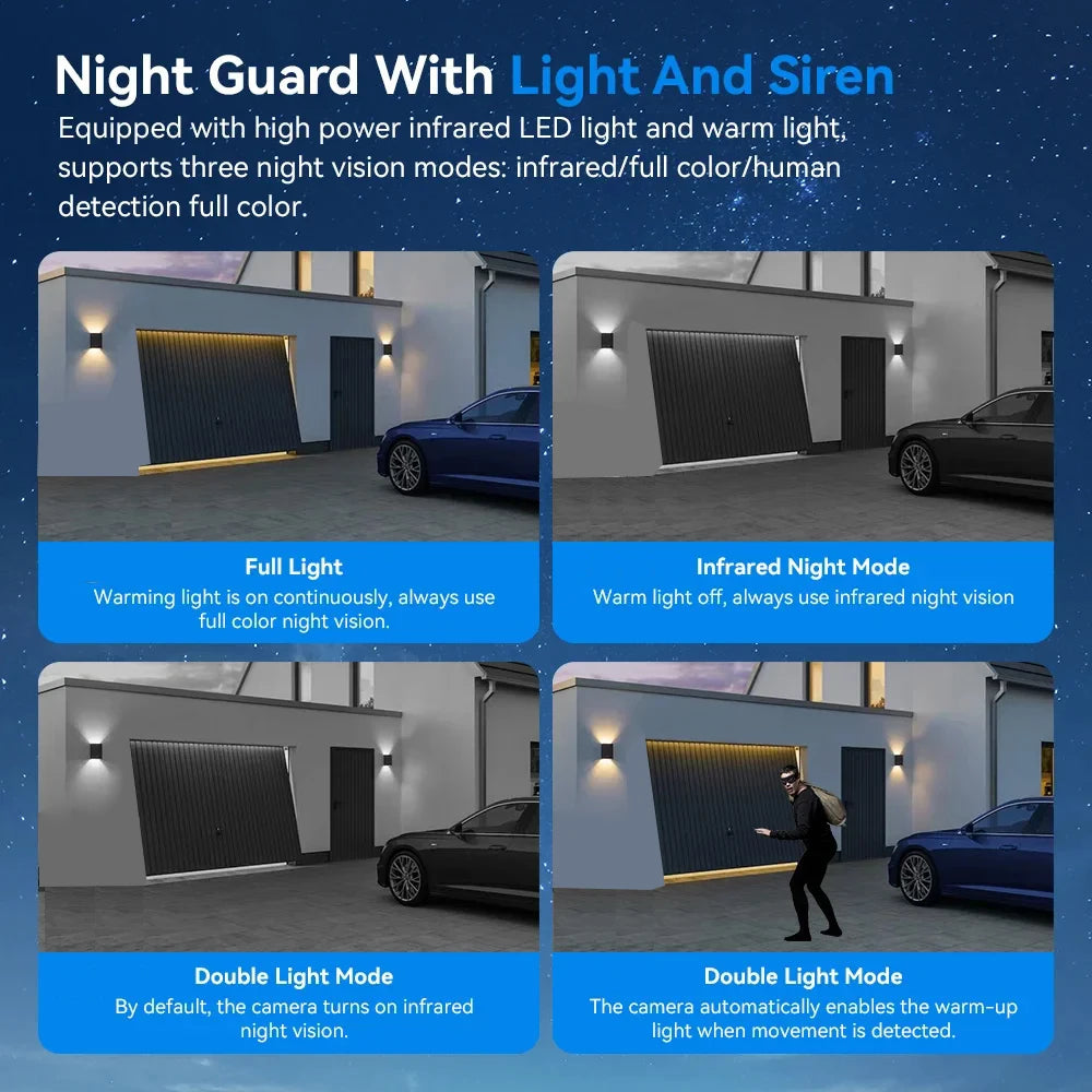 Cámara V380 Pro 4G con tarjeta SIM, panel solar, tres lentes, batería para exteriores, vigilancia doméstica, seguridad y protección (CCTV).