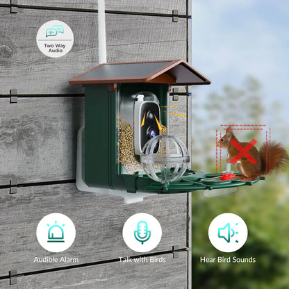 Cámara para comedero de pájaros 4MP 2K HD, captura de vídeo de aves, WiFi, alimentación solar, visión nocturna, observación de aves, alertas instantáneas