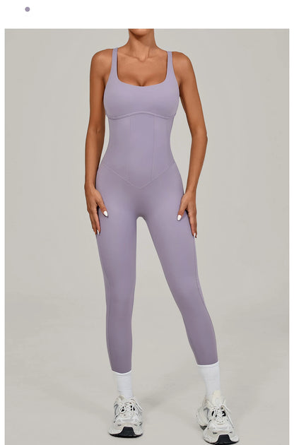 Nuevo mono de yoga para mujer, sexy, con espalda en V, cintura alta, realce de glúteos, tirantes ajustables, conjunto de yoga de secado rápido y transpirable, mono deportivo.