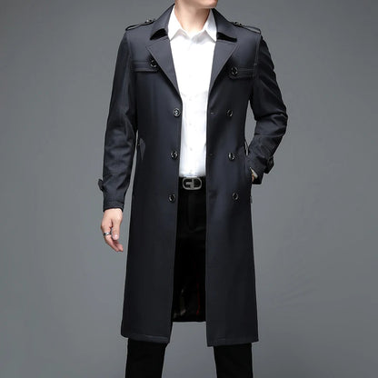 Spring Autumn Streetwear Fashion Trench Coat Men's Designer Overlong British Coats Man's Clothing With Epaulets Men's Jackets