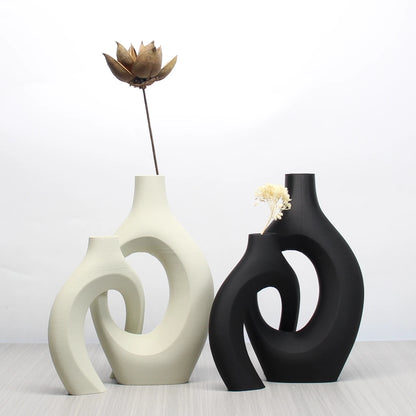 Un conjunto de jarrones artísticos de estilo bohemio, jarrones para decoración del hogar, la elección perfecta para la decoración del hogar y la oficina, adecuados para la sala de estar, el dormitorio y el mobiliario del centro de bodas.