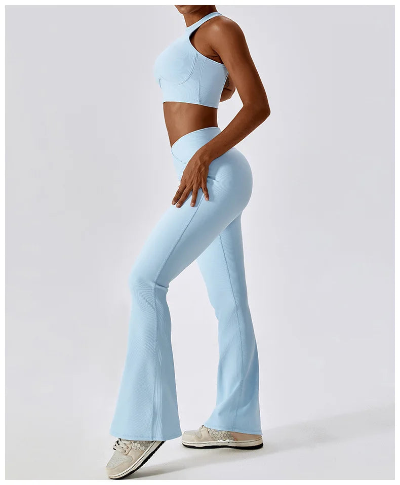 Pantalones de yoga acampanados para mujer, leggings de cintura alta, pantalones de pierna ancha, pantalones deportivos para gimnasio, entrenamiento físico, pantalones acampanados para baile latino.