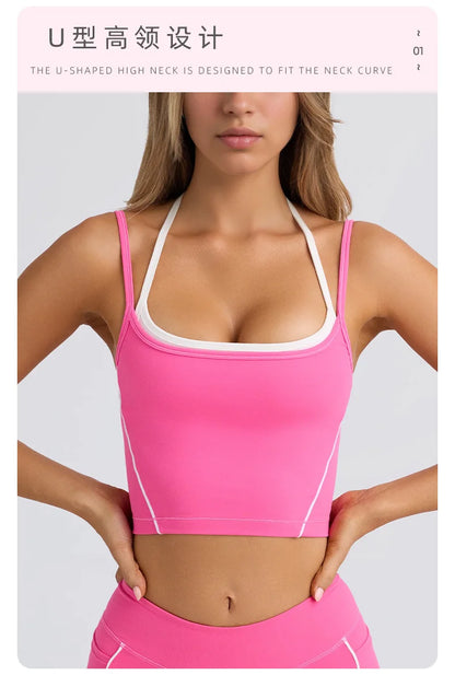 Ropa interior deportiva, chaleco, pantalones cortos, sujetador con tirantes, espalda descubierta, pilates, ajustado, elástico, para fitness, correr, yoga, conjunto de ropa para mujer