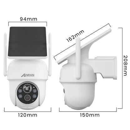 Cámara solar ANRAN 2K 3/5MP 2.4G Wifi, vigilancia y seguridad para el hogar, con batería, detección PIR y audio bidireccional.