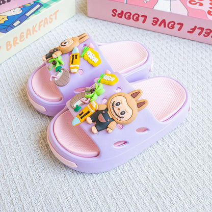 Nuevas zapatillas de surf de EVA con dibujos animados, sandalias antideslizantes de doble empalme a la moda con suela suave para niñas, zapatos versátiles y cómodos sin cordones.