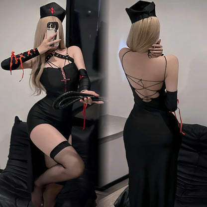 Anime Sword Art Online Dark Nurse Cosplay Dress Uniform Costumes Women Sexy Lingerie Outfits Role Play Halloween Suit